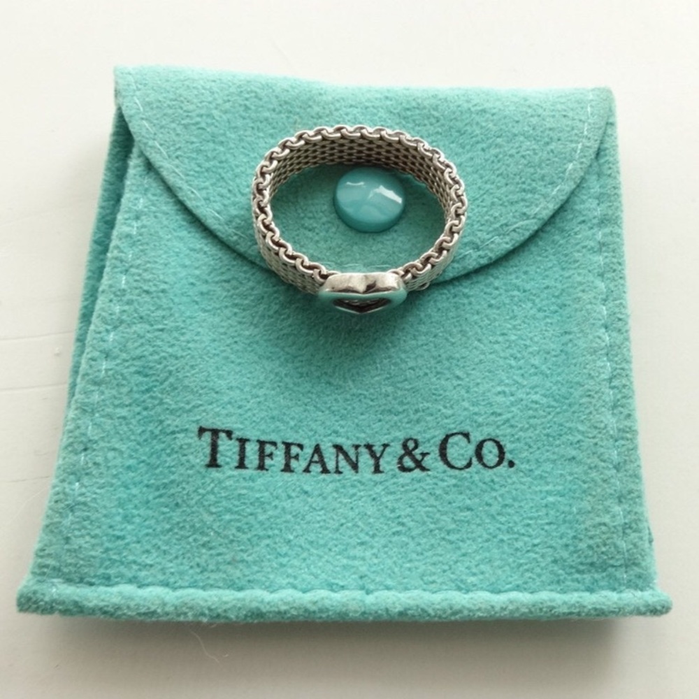 100% Auth Tiffany & Co. Somerset Mesh Heart Ring